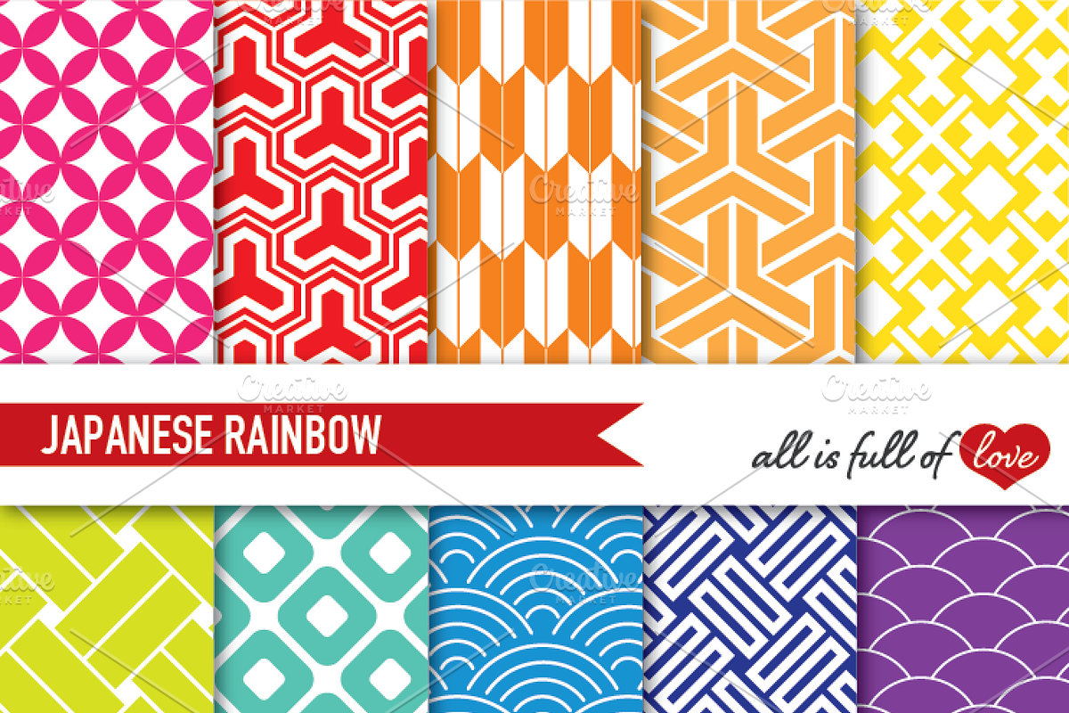 Rainbow Geometric Backgrounds Kit