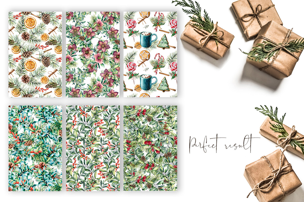 Elegant Christmas patterns bundle, a Seasonal Illustration by Yuliya Derbisheva (Photo 7 of 10)