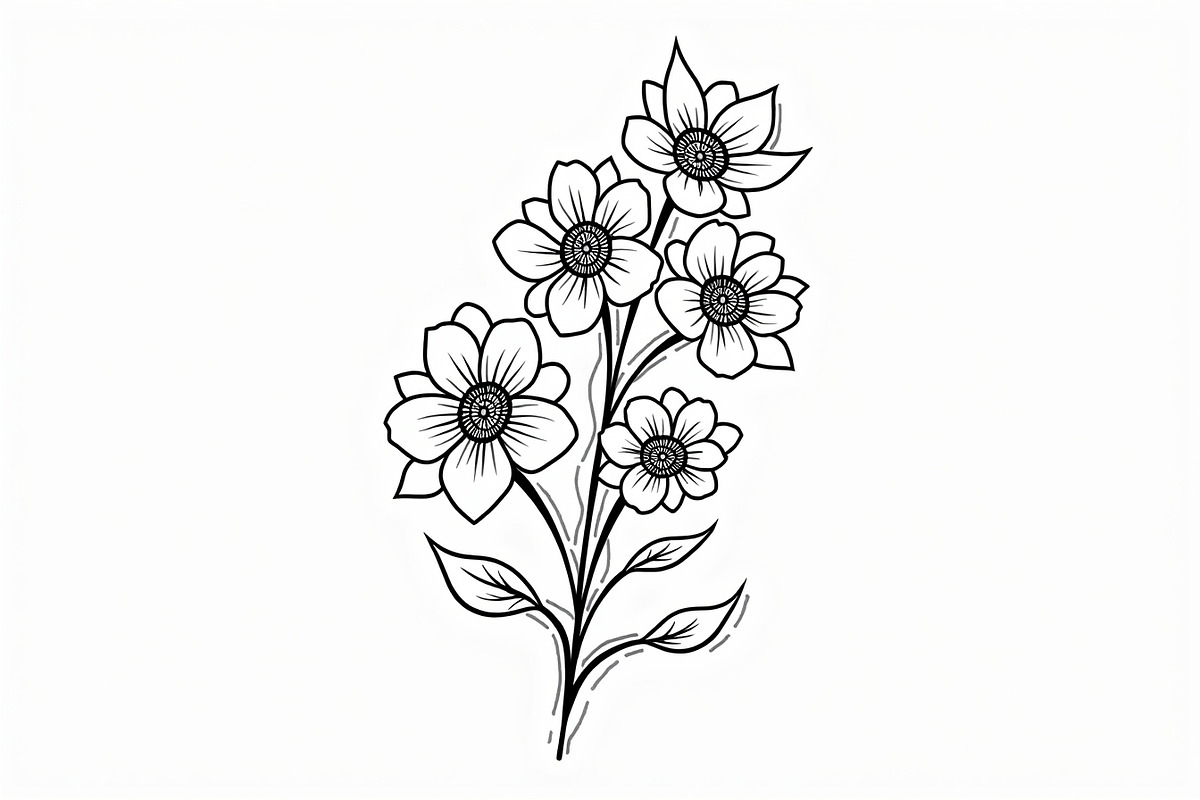 Botanical Line Art Coloring Sheets, an Illustration by balal (Photo 6 of 9)