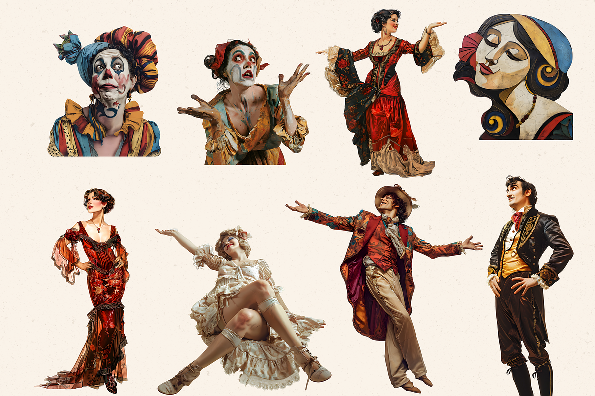 COMMEDIA DELL' ARTE CLIPART SET, a Person Illustration by Daring Digies (Photo 5 of 8)