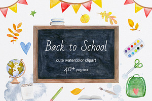 Watercolor School Clipart PNG
