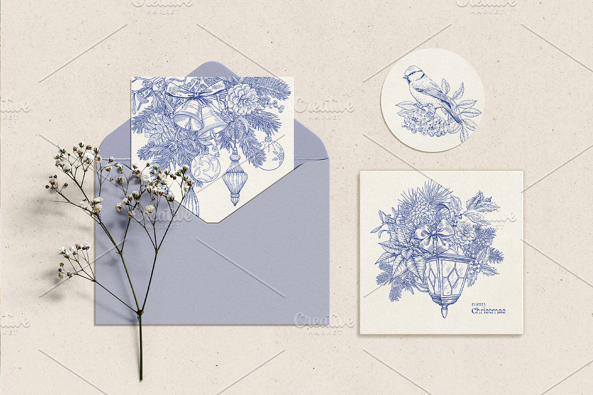 Hand drawn Christmas Toile set, an Object Illustration by ON_lineart_store (Photo 7 of 10)