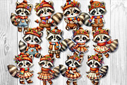 Autumn Cute Raccoon Clipart Set, a Seasonal Illustration by V Design Creator (Thumbnail 9 of 9)