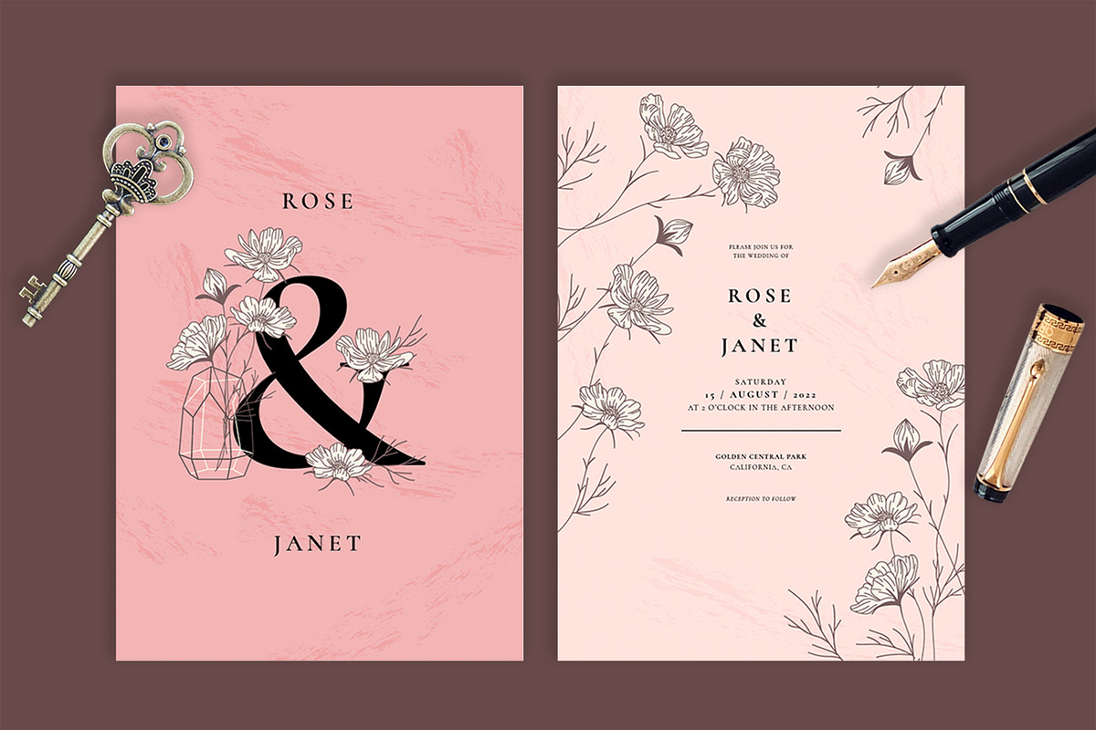 Cosmos Terrarrium Wedding Invitation, an Invitation Template by Lyllopop (Photo 3 of 4)