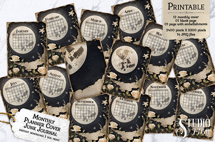 Monthly Planner Cover Junk Journal, a Graphic by Studio 7766