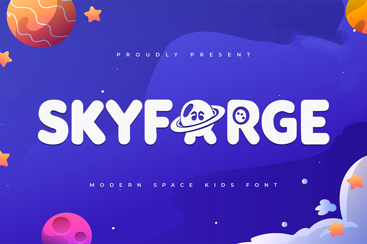 Skyforge - A Modern Space Kids Font, a Sans Serif Font by overlaytemplates (Photo 1 of 5)