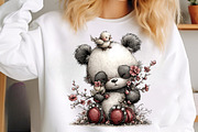 Watercolor spring panda clipart, an Illustration by SinaCreation (Thumbnail 6 of 11)