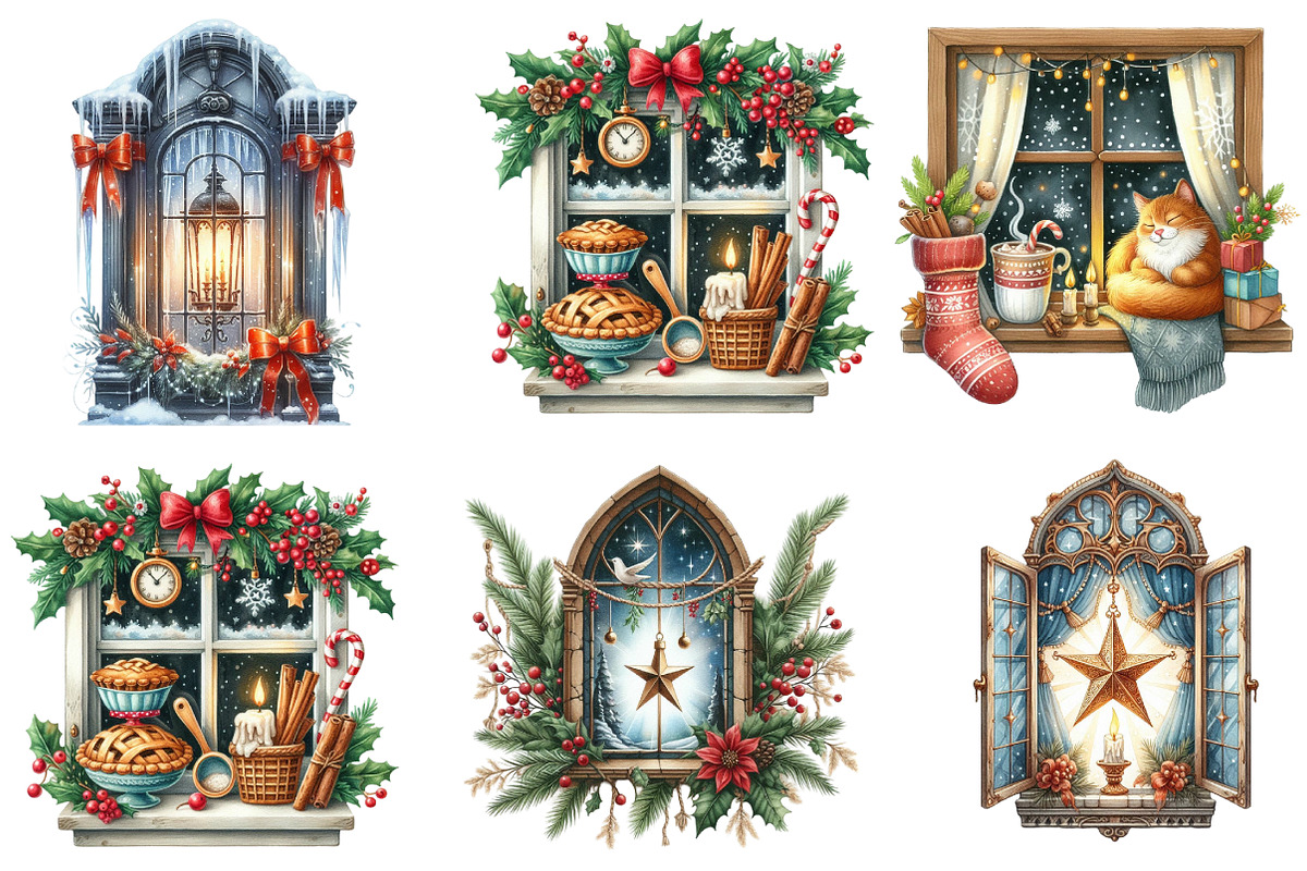 Christmas Cozy Window Clipart, an Illustration by DreamArtGraphic (Photo 5 of 6)