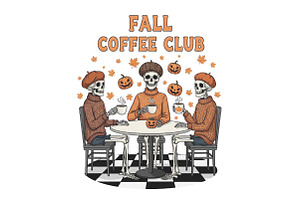 Fall Coffee Club Spooky Season PNG, an Illustration by CraftArtStudio