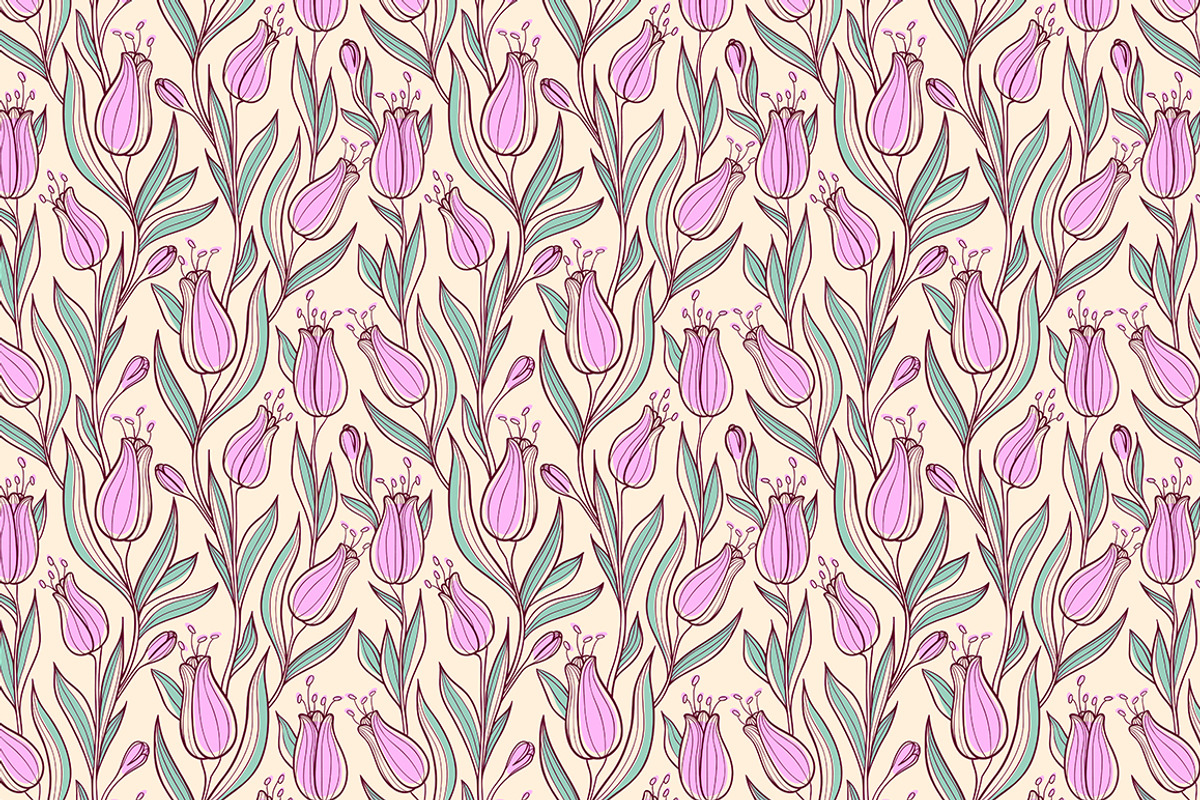 Floral Backgrounds with Tulips, a Decorative Illustration by Artspace (Photo 4 of 4)