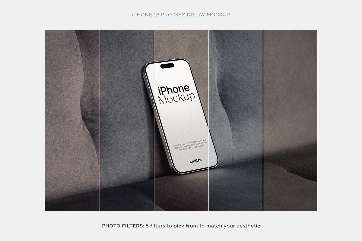 iPhone 16 Pro Max - 6 Mockup Scenes, an iPhone Mockup by Limitless Design (Photo 8 of 9)