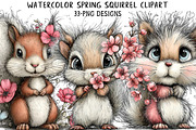 Watercolor Spring Squirrel Clipart, an Illustration by Daily.Designs (Thumbnail 1 of 8)