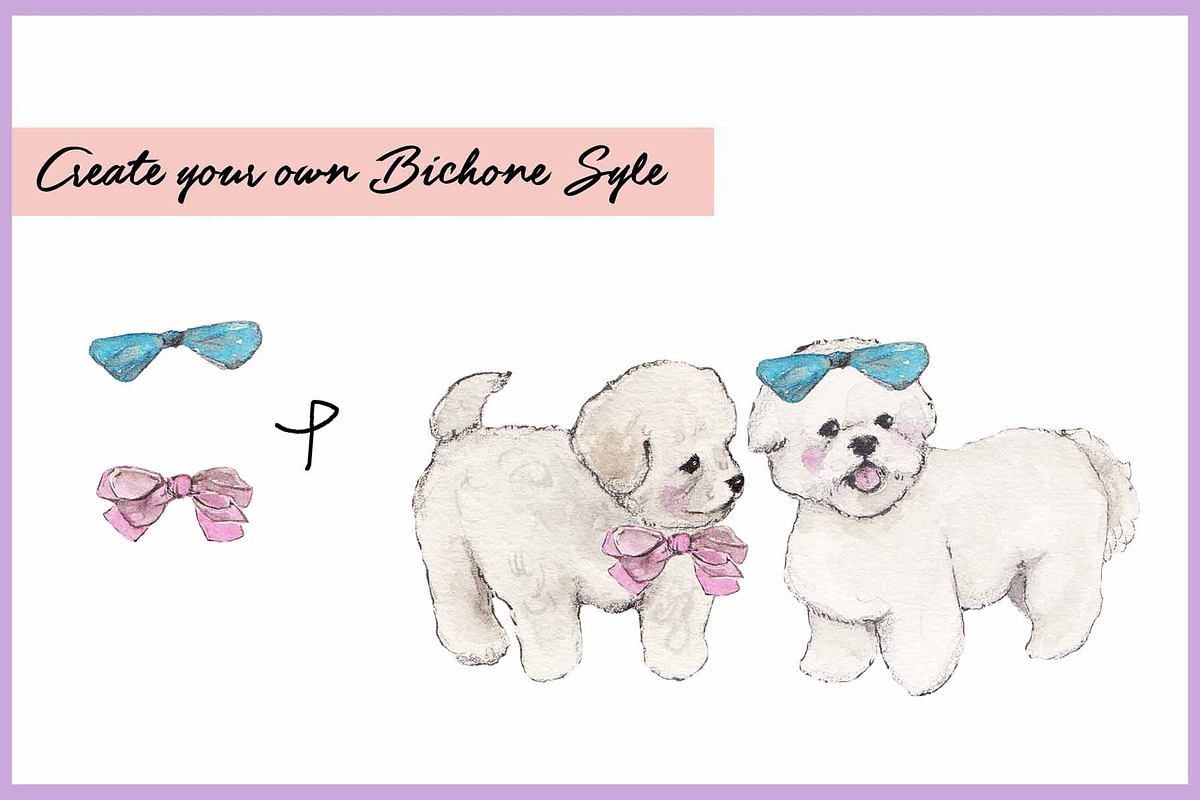 Bichon Frise Clipart Digital Paper, an Animal Illustration by VianneArt (Photo 6 of 7)