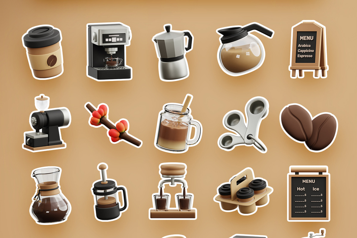 Coffee Shop 3D Icons, an Object 3D Model by Rakata Studio (Photo 4 of 5)