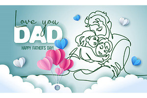 Happy Fathers Day holiday card. Dad, a Person Illustration by Valenty