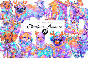 Funny Christmas Animals clipart, an Illustration by CreationArt