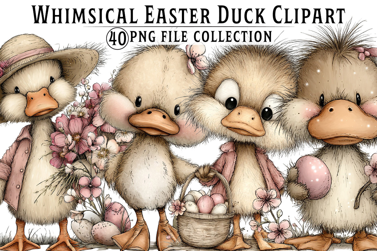 Whimsical Easter Duck Clipart Bundle, an Illustration by Dream Creation (Photo 1 of 7)