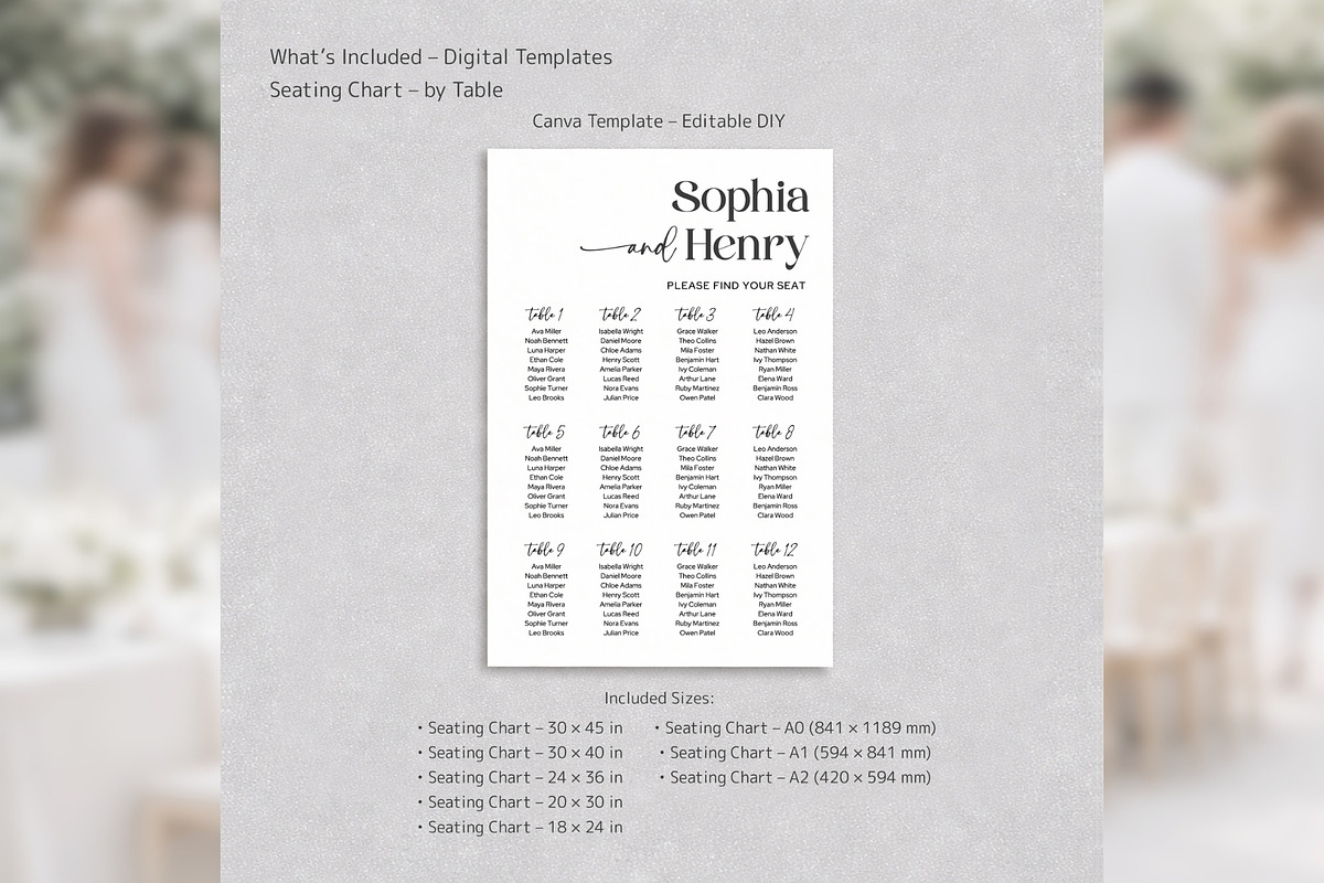 Minimal Seating Chart Canva bd006, a Poster Template by TyphoonStudio (Photo 2 of 10)
