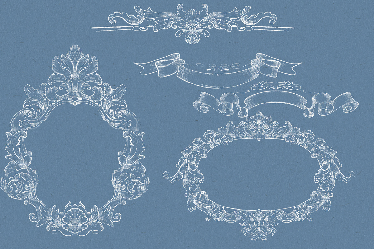 Vintage White Damask Baroque Set, a Decorative Illustration by AlenaVlasko stock Market (Photo 8 of 9)