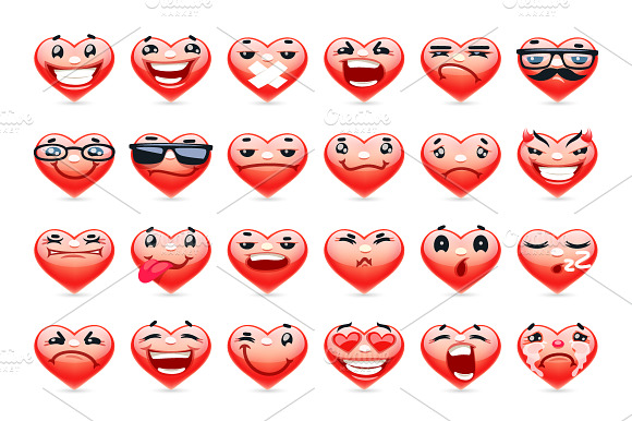 Valentine Heart Emoticons Collection preview 3