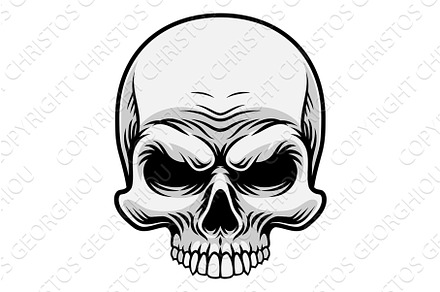Skull Design Vintage Retro Woodcut