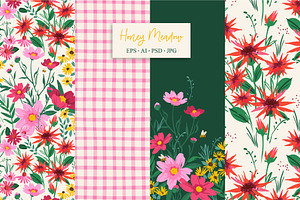 Honey Meadow. 16 Seamless Patterns