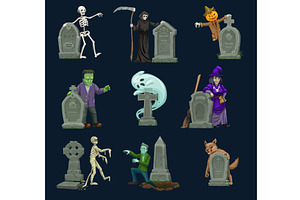 Halloween Cartoon Eerie Characters