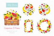 Fruits and berries. Watercolor., a Decorative Illustration by Ekaterina Mikheeva (Thumbnail 3 of 6)