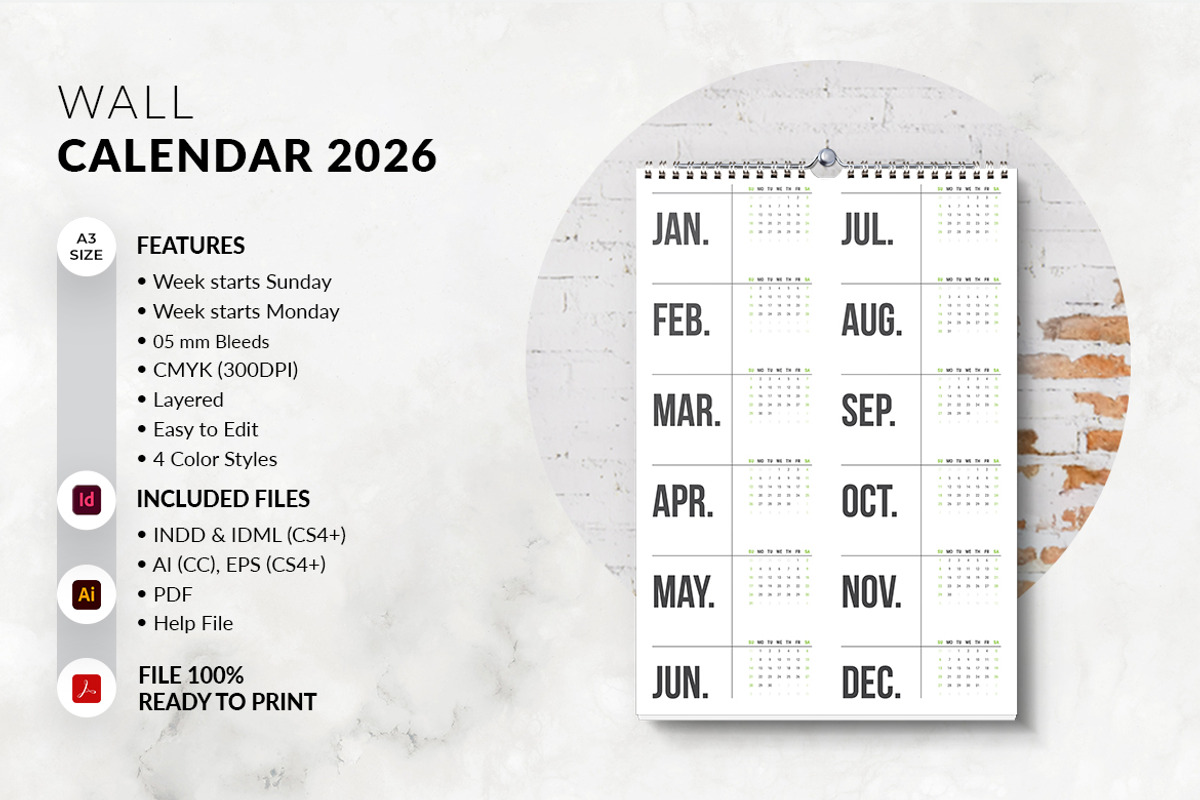 A3 Size Wall Calendar 2026 preview 5