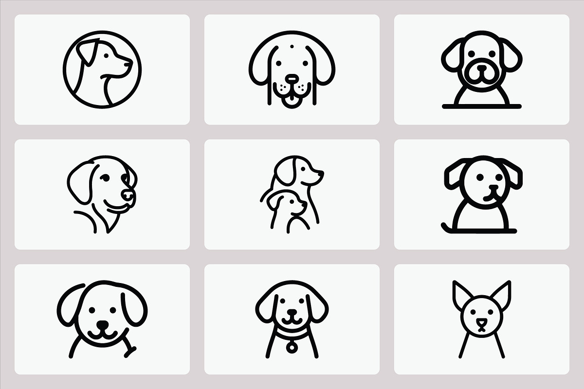 Dog Head Icons Minimalist Outline, an Animal Illustration by Vectorium Studio (Photo 3 of 4)