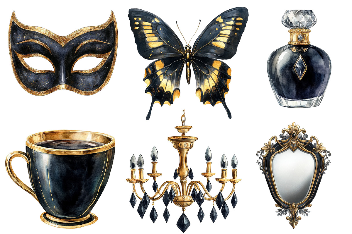 Black & Gold Luxury Clipart, an Illustration by Designworld (Photo 5 of 9)