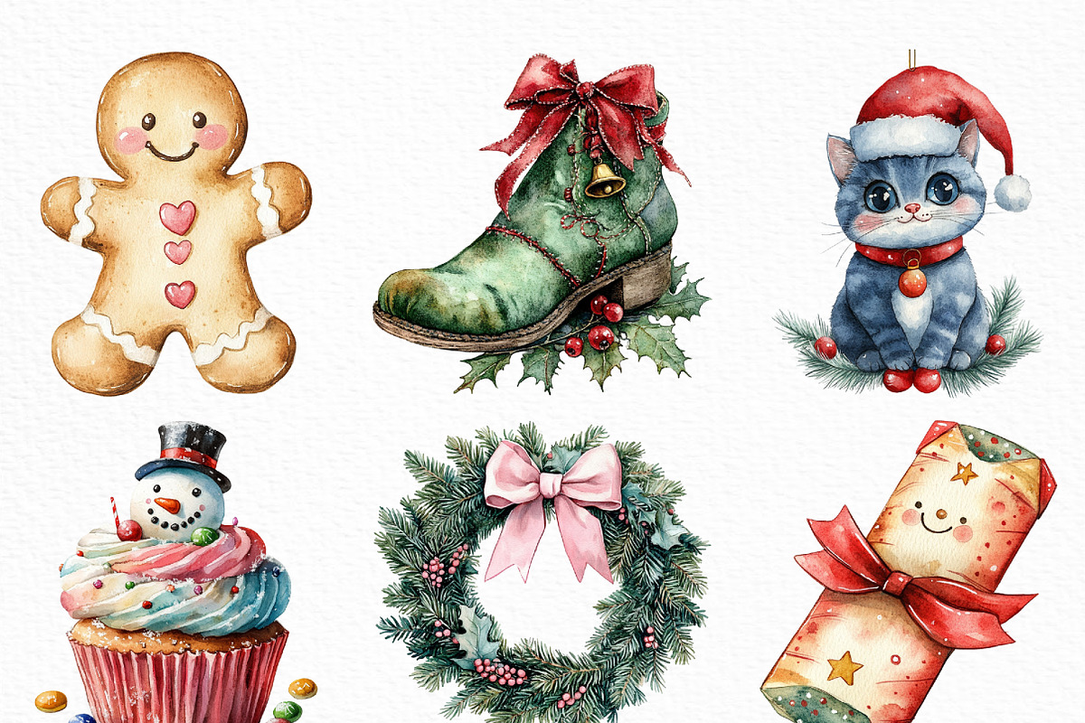 Cute Christmas Clipart, an Illustration by Craft Nest (Photo 3 of 6)