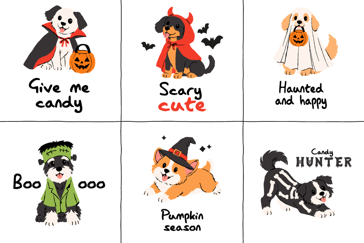 Halloween Dogs Clipart, a Seasonal Illustration by Zeukaa (Photo 6 of 10)