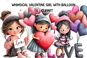 Whimsical Valentine Girl With Balloo, an Illustration by Creative Art (Thumbnail 1 of 9)