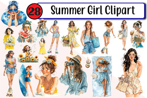 Summer Girl Clipart, an Illustration by Design Market