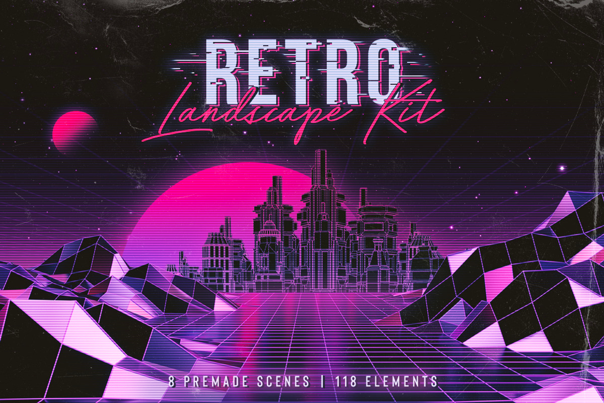 Retro Landscape Kit, an Object Graphic by MiksKS (Photo 1 of 18)