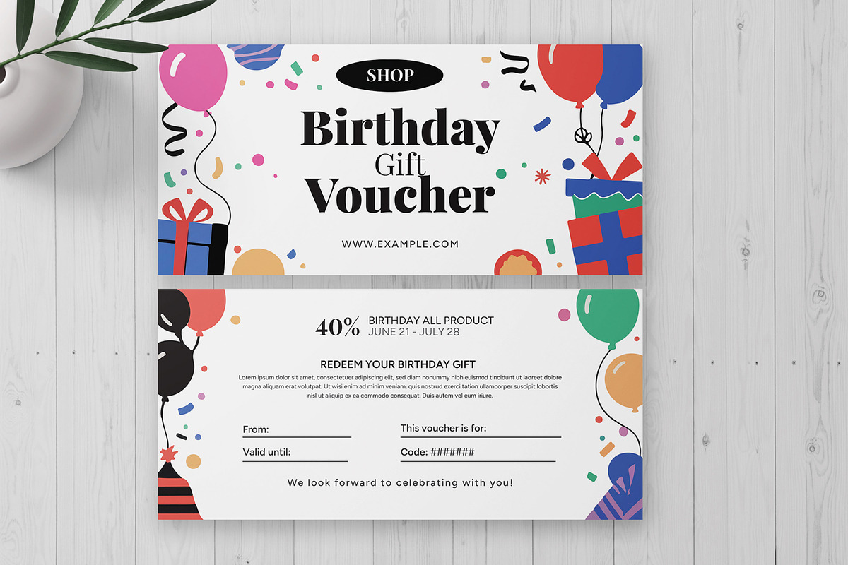 Birthday Discount Voucher Template, a Card Template by MightyDesign (Photo 1 of 6)