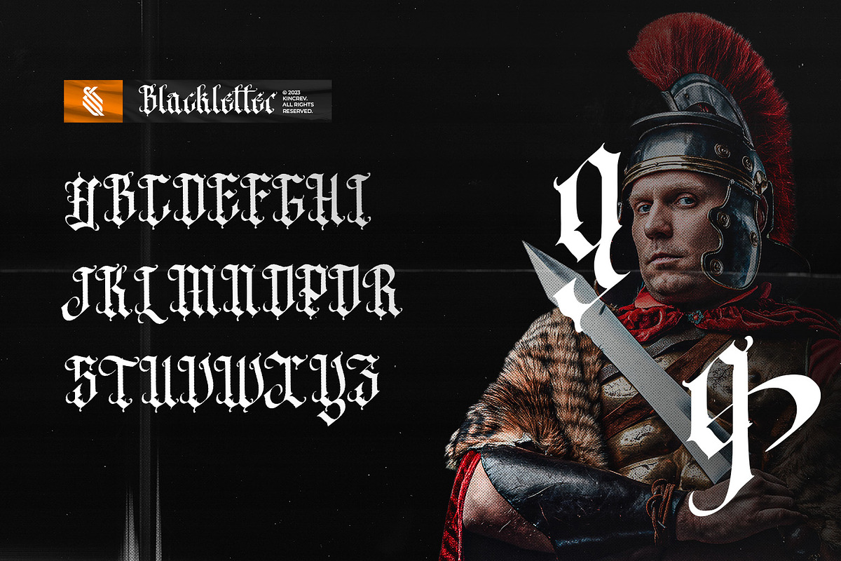 Black Ronge - Blackletter Font, a Blackletter Font by Kincrev Studio (Photo 4 of 6)
