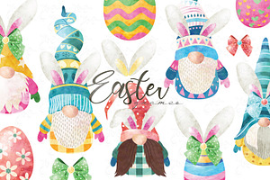 Watercolor Cute Easter Gnomes