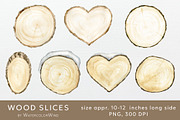 Wood slice watercolor clipart 30%OFF, an Object Illustration by WatercolorWind (Thumbnail 2 of 2)