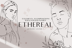 Ethereal Beauty Women Line Art