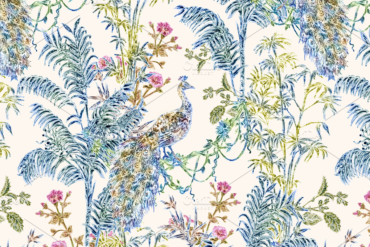 Palms & Peacocks pattern & motifs, a Pattern Graphic by YvY (Photo 1 of 6)