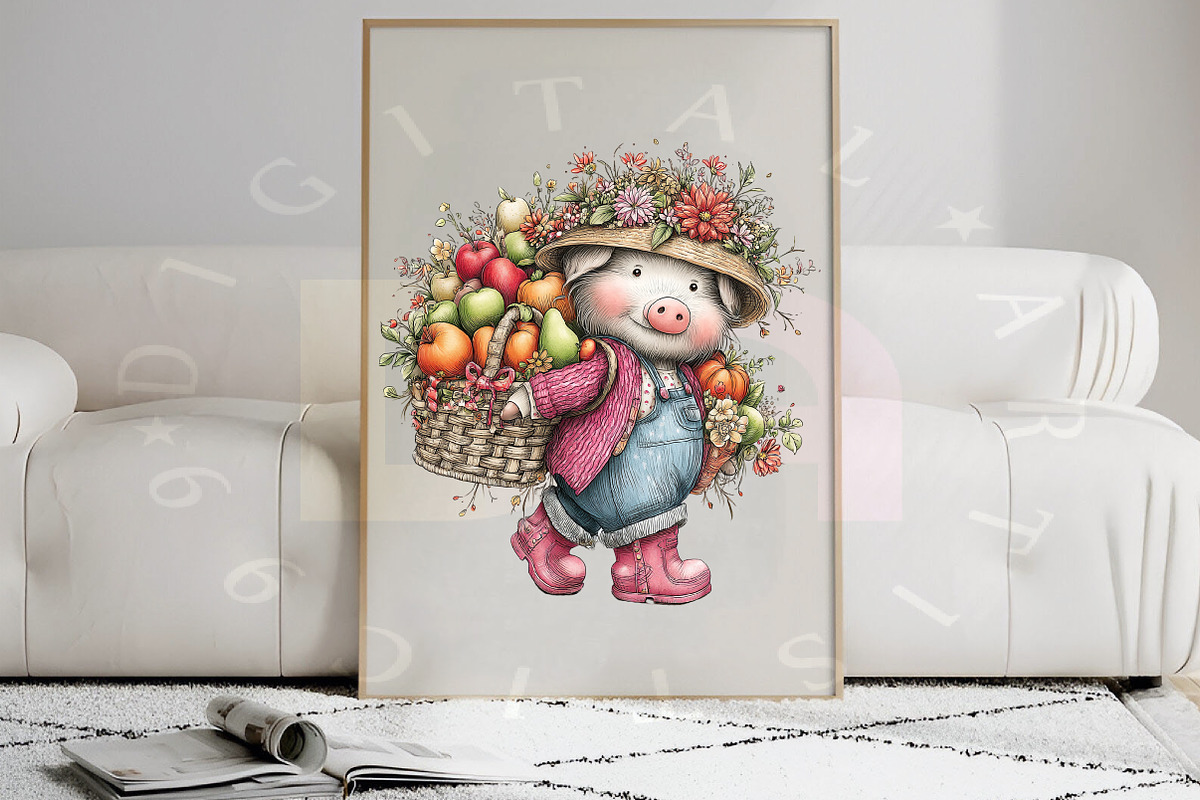 Cute Autumn Pig Clipart Bundle, a Transportation Illustration by Digital Artistic99 (Photo 8 of 9)