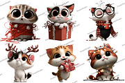 Whimsical Christmas Cats Clipart, an Illustration by DreamArtGraphic (Thumbnail 3 of 5)