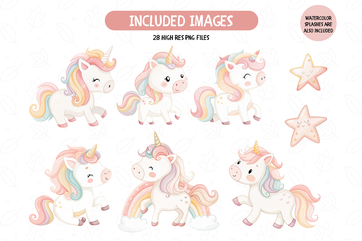 Pastel Watercolor Unicorn Clipart, an Illustration by TatiMockup (Photo 2 of 5)