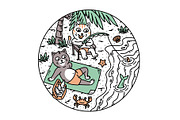 cute cat having fun on the beach, an Animal Illustration by gunaonedesign (Thumbnail 1 of 4)