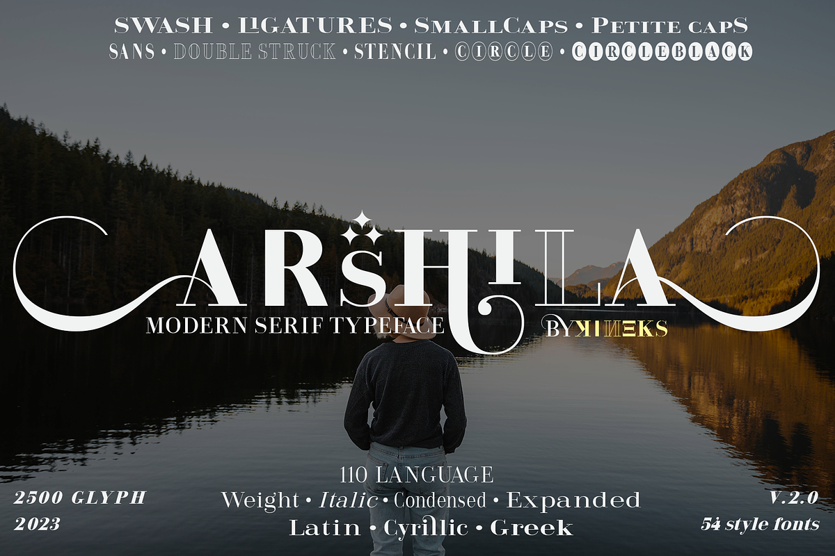 Arshila | Modern Serif Typeface, a Serif Font by By Kineks (Photo 1 of 16)