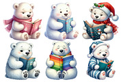 Polar Bear Reading Clipart, an Animal Illustration by Pixels.Craft (Thumbnail 3 of 7)
