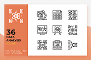 Data Analysis Icons, an Outline Icon by Becris (Thumbnail 1 of 3)