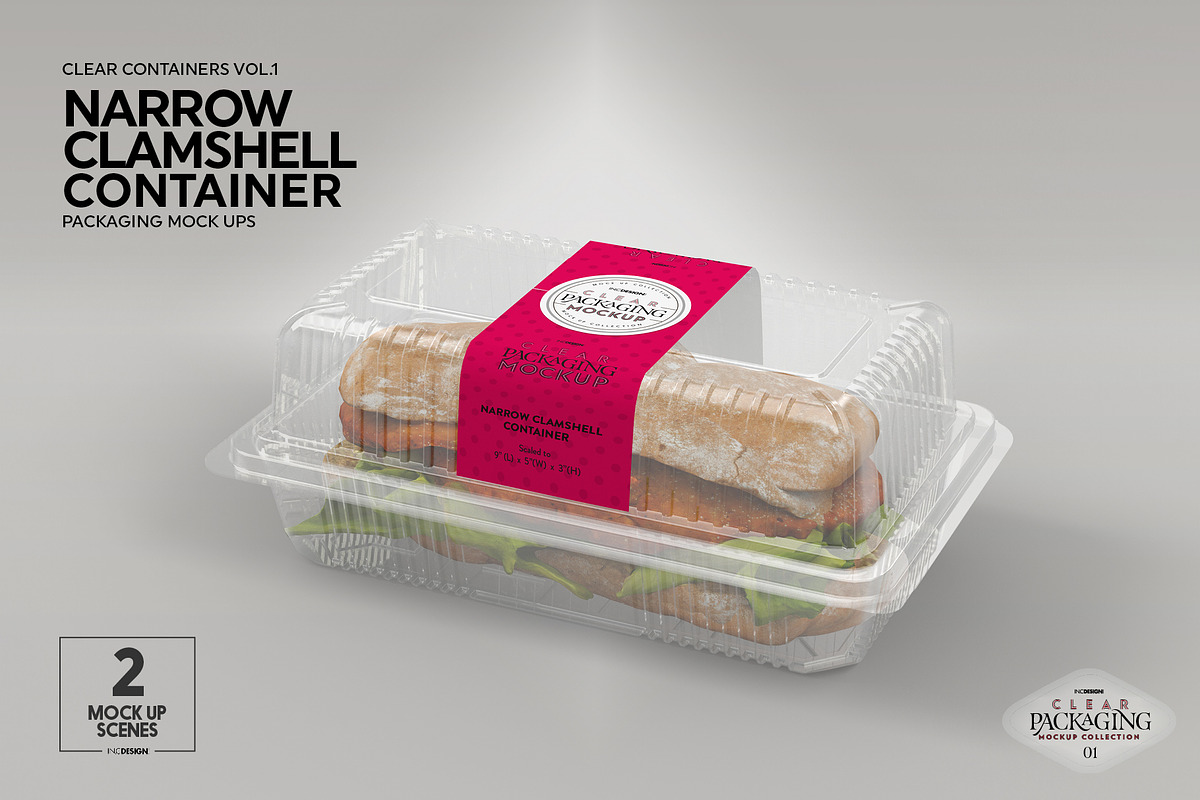 Narrow Clamshell Container Mockup, a Cups & Container Mockup by INCDesign (Photo 10 of 11)